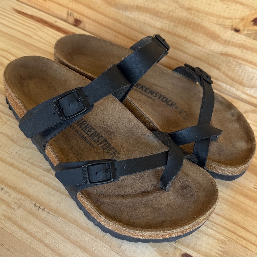 Birkenstock Mayari Black Sandals Vegan Leather Size 6/37